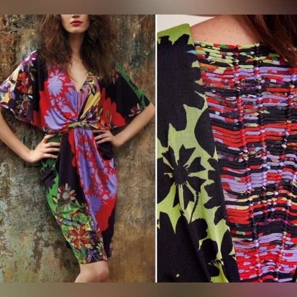 Ranna Gill Dresses & Skirts - Ranna Gill x Anthropologie Multicolor Floral Knot-Front Dress. Size Medium.